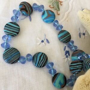 𝅺howlite blue gem stone necklace blue crystal necklace, blue turquoise necklace